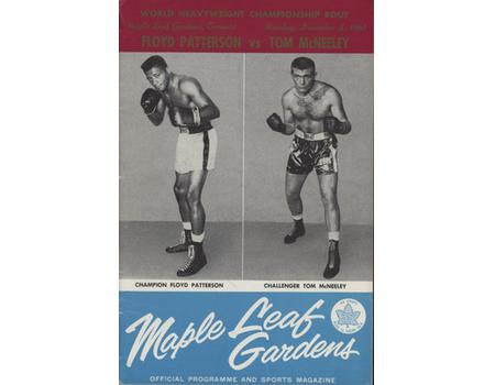 FLOYD PATTERSON V TOM MCNEELEY 1961 BOXING PROGRAMME
