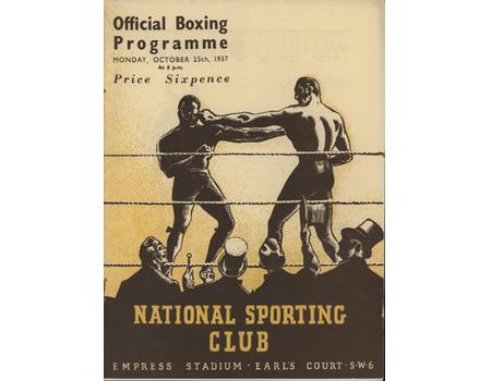 JACK CARRICK V JOHNNY FINNERTY 1937 BOXING PROGRAMME