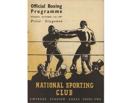 AL ROTH V JACK LYDEN 1937 BOXING PROGRAMME
