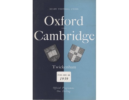 OXFORD V CAMBRIDGE 1959 RUGBY PROGRAMME
