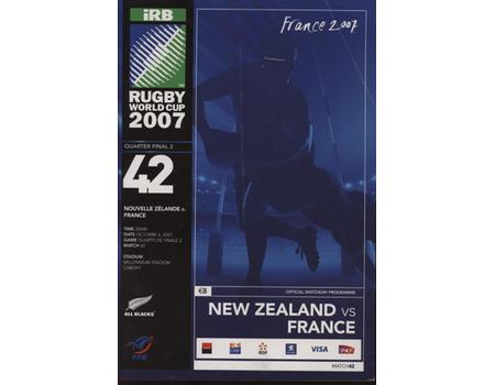 NEW ZEALAND V FRANCE 2007 (WORLD CUP QUARTER FINAL) RUGBY UNION PROGRAMME + TICKET