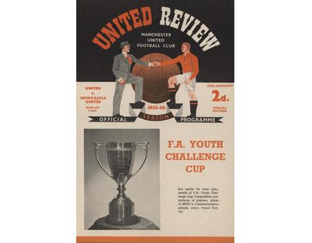 MANCHESTER UNITED V NEWCASTLE UNITED 1955-56 (FA YOUTH CUP) FOOTBALL PROGRAMME