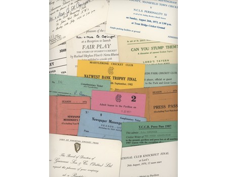 COLLECTION OF CRICKET TICKETS, PASSES & INVITATIONS 1950S TO 1980S