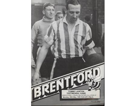 BRENTFORD V FRANK MCLINTOCK ALL STAR XI  (TOMMY LAWTON TESTIMONIAL) 1984-85 FOOTBALL PROGRAMME