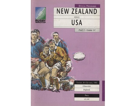 NEW ZEALAND V USA 1991 WORLD CUP RUGBY PROGRAMME