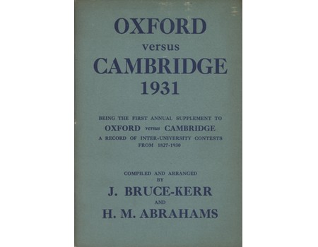 OXFORD VERSUS CAMBRIDGE 1931