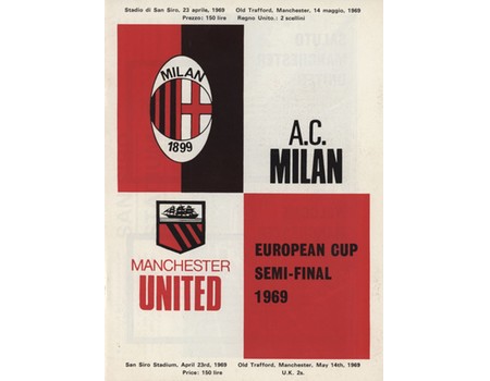 A.C. MILAN V MANCHESTER UNITED 1968-69 (EUROPEAN CUP SEMI-FINAL) FOOTBALL PROGRAMME