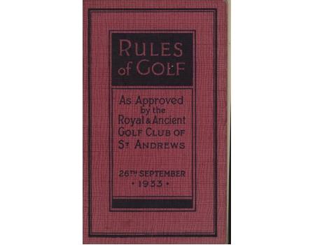 RULES OF GOLF 1933