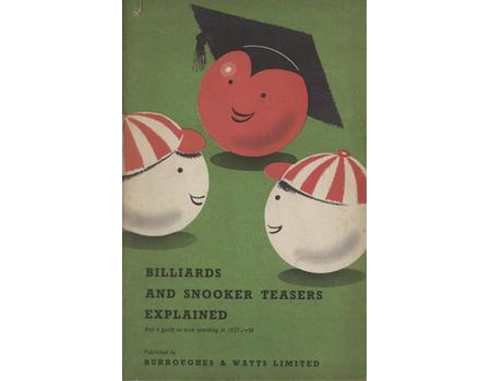 BILLIARDS AND SNOOKER EXPLAINED 1957-1958