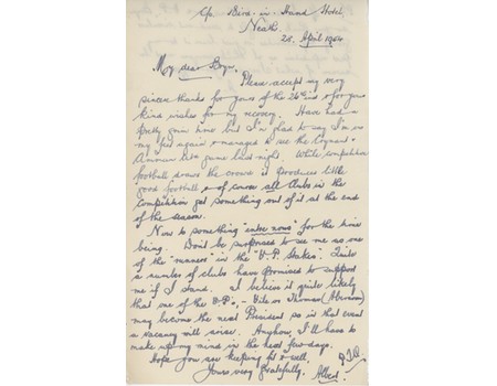 ALBERT FREETHY (WELSH RUGBY REFEREE & GLAMORGAN CRICKETER) 1954 LETTER