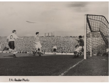 ENGLAND V WALES 1951 (EDDIE BAILY SCORING) FOOTBALL PHOTOGRAPH