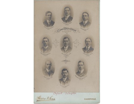 CAMBRIDGE UNIVERSITY CREW 1905 CABINET PHOTOGRAPH