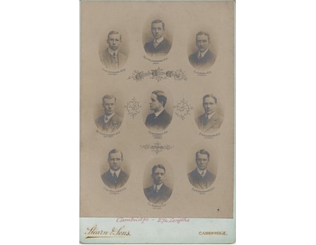 CAMBRIDGE UNIVERSITY CREW 1908 CABINET PHOTOGRAPH