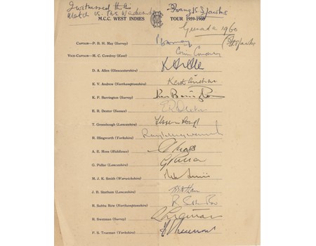 ENGLAND 1959-60 (TOUR TO WEST INDIES) CRICKET AUTOGRAPHS