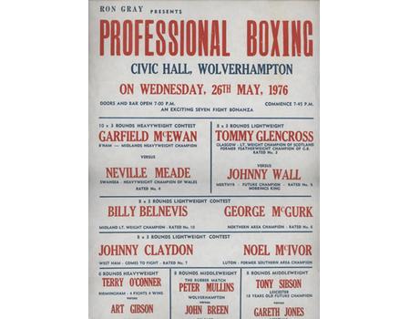 GARFIELD MCEWAN V NEVILLE MEADE (WOLVERHAMPTON CIVIC HALL) 1976 BOXING FLYER POSTER
