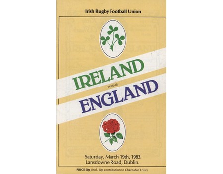 IRELAND V ENGLAND 1983 RUGBY UNION PROGRAMME