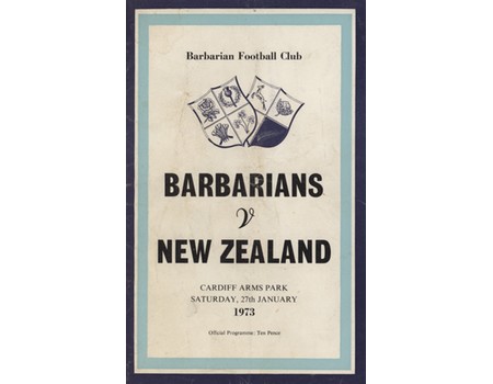 BARBARIANS V NEW ZEALAND 1973 (THE FAMOUS MATCH) RUGBY PROGRAMME