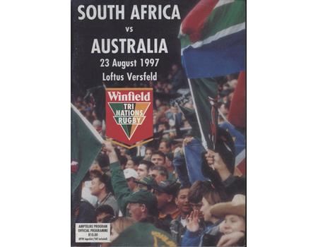 SOUTH AFRICA V AUSTRALIA (WINFIELD CUP) 1997 RUGBY UNION PROGRAMME