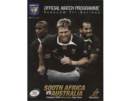 SOUTH AFRICA V AUSTRALIA 2009 RUGBY UNION PROGRAMME
