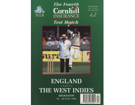 ENGLAND V WEST INDIES 1991 (EDGBASTON) CRICKET PROGRAMME
