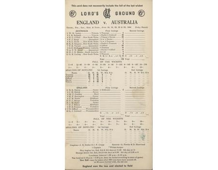 ENGLAND V AUSTRALIA 1964 (LORD