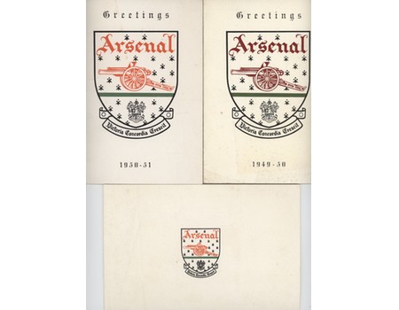 ARSENAL FOOTBALL CLUB OFFICIAL CHRISTMAS CARDS 1949-55 (X3)