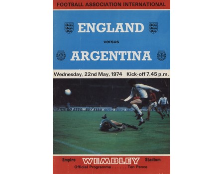 ENGLAND V ARGENTINA 1974 FOOTBALL PROGRAMME