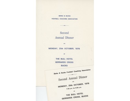 BERKS & BUCKS F.A. DINNER MENU 1976 - SIGNED BY JOE MERCER & OTHERS