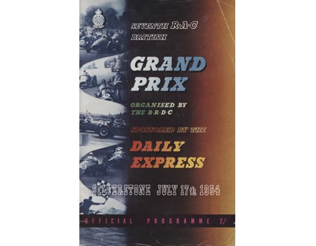 BRITISH GRAND PRIX 1954 MOTOR RACING PROGRAMME