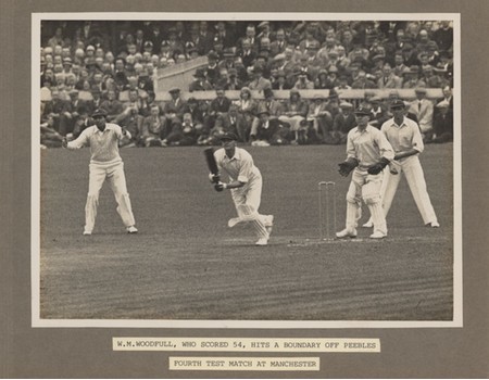 BILL WOODFULL (AUSTRALIA) BATTING AT OLD TRAFFORD 1930 CRICKET PHOTOGRAPH