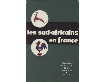 FRANCE V SOUTH AFRICA 1961 RUGBY UNION PROGRAMME