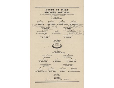 LEEDS V BRADFORD NORTHERN 1947 (CHALLENGE CUP FINAL) SIGNED RUGBY LEAGUE PROGRAMME