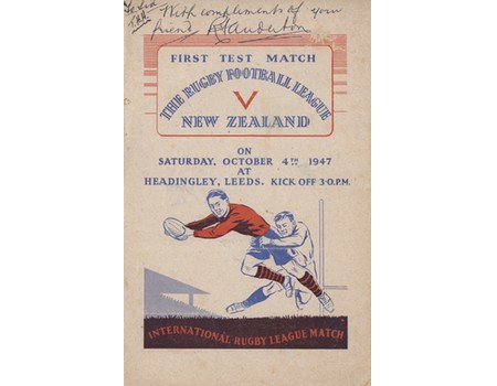 GREAT BRITAIN V NEW ZEALAND 1947 (1ST TEST) SIGNED RUGBY LEAGUE PROGRAMME
