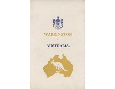 WARRINGTON V AUSTRALIA 1933 RUGBY LEAGUE RECEPTION & TEA MENU