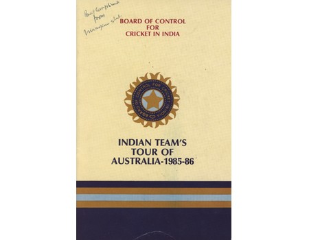 INDIA CRICKET TOUR OF AUSTRALIA 1985-86