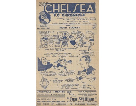 CHELSEA V DERBY COUNTY 1946-47 (F.A. CUP) FOOTBALL PROGRAMME