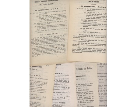 CRICKET UMPIRES EXAMINATION PAPERS (MADRAS CRICKET ASSOCIATION) 1963-1973 (6 ITEMS)