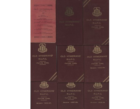 OLD HYMERIANS RUGBY FOOTBALL CLUB (HULL) FIXTURES CARDS 1928-39 (X9)