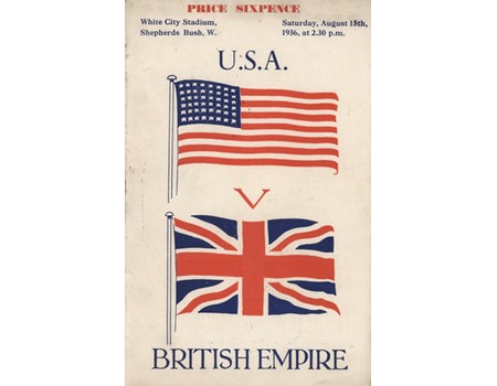 BRITISH EMPIRE V U.S.A. 1936 (WHITE CITY) ATHLETICS PROGRAMME - INCLUDING JESSE OWENS