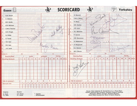 ESSEX V YORKSHIRE 1983 (JOHN PLAYER LEAGUE) CRICKET PROGRAMME - SIGNED BY YORKSHIRE TEAM