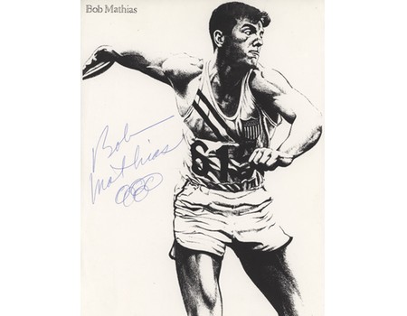 BOB MATHIAS (USA) SIGNED ATHLETICS PRINT