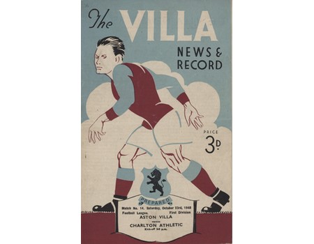 ASTON VILLA V CHARLTON ATHLETIC 1948-49 FOOTBALL PROGRAMME