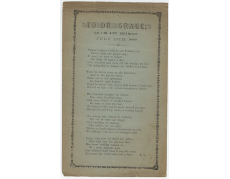 TO DR. GRACE ON HIS 41ST BIRTHDAY - JULY 18TH 1888