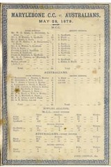 MCC v Australians 1878 Cricket Silk Scorecard, cricket scorecards