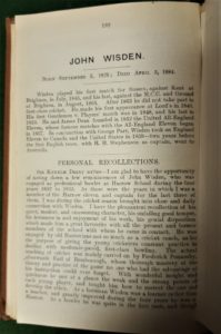 John Wisden's Tribute in the 1913 Wisden Cricketers' Almanack, sportspages